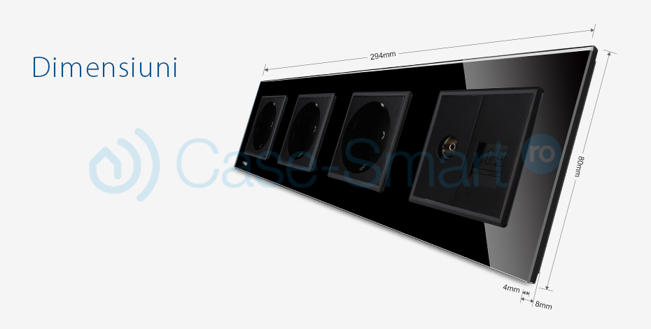 Priză Cvadruplă Livolo Sticlă, TV și Internet - imagine 6