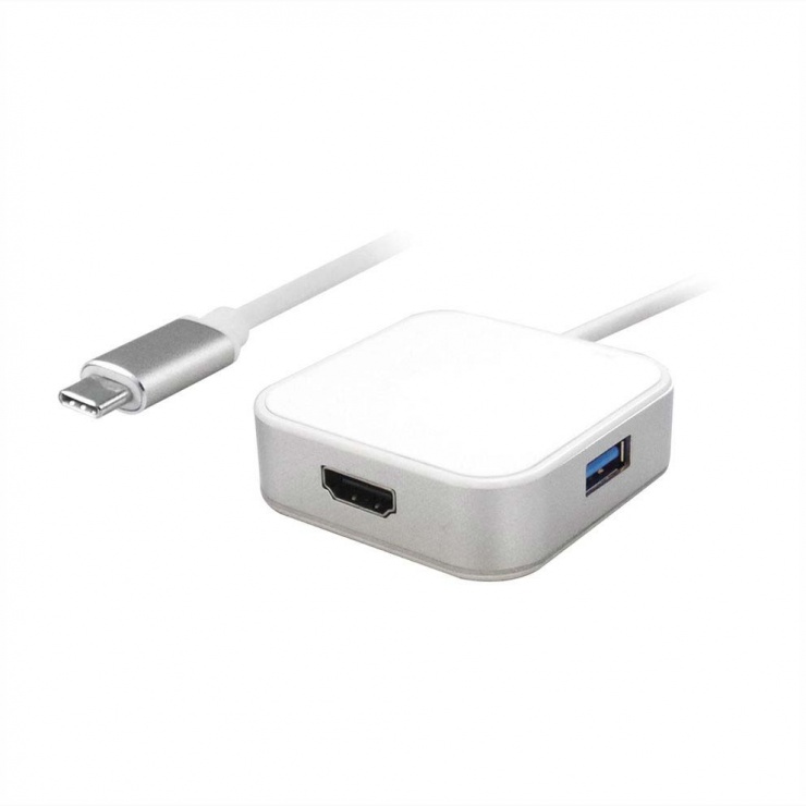 Adaptor USB-C la HDMI 4K + 2xUSB 3.0 PD Value Alb
