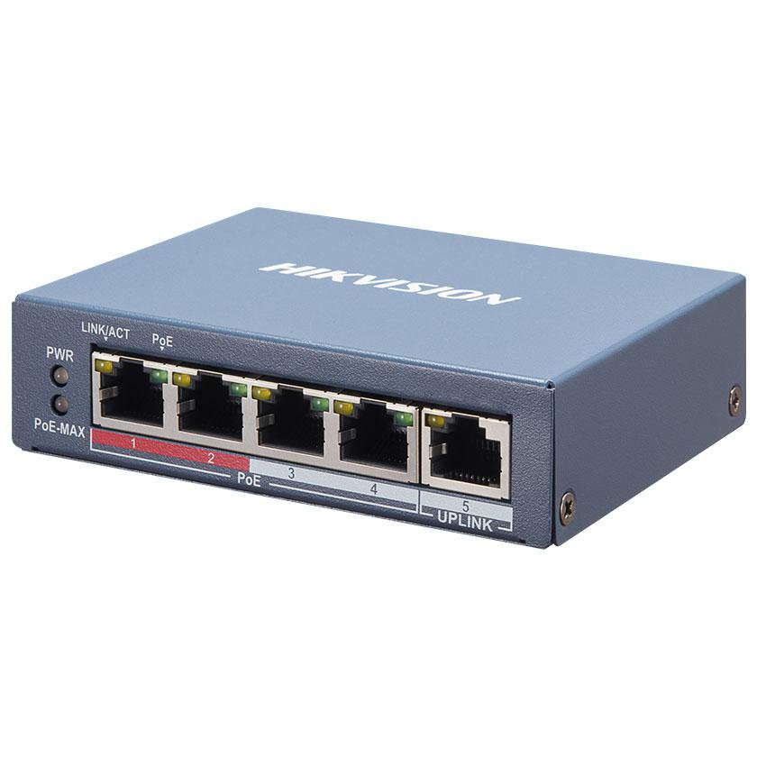 Switch PoE Hikvision DS-3E1105P-EI, 4 porturi, 60W