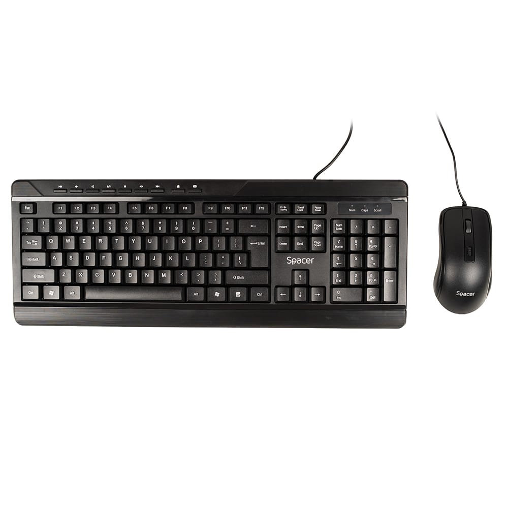 Kit Tastatura si Mouse Spacer Spaceer USB 1600dpi Negru - imagine 2
