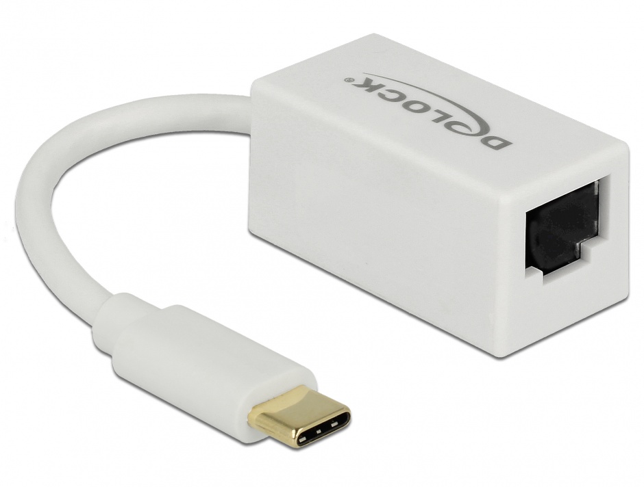 Adaptor USB-C la LAN Gigabit Delock 65906 Alb