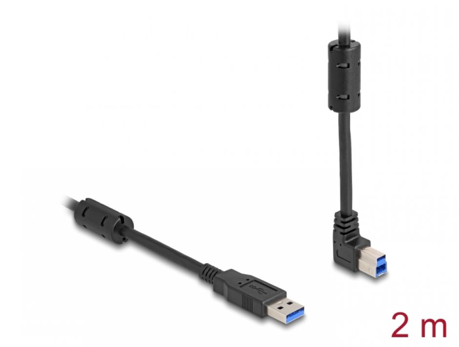 Cablu USB 3.0 Delock 2m, Conector Unghi, 5 Gbps