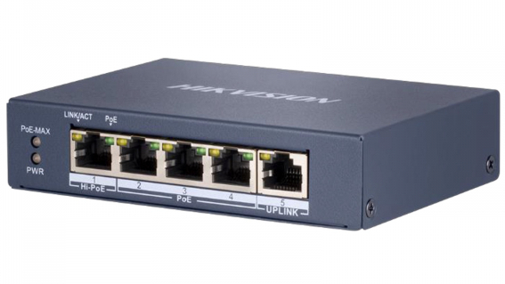 Switch Hikvision PoE 60W, 4 Porturi
