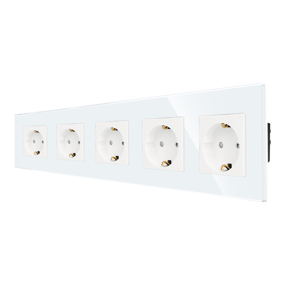 Priză Cvintuplă LUXION cu Ramă Sticlă IP45