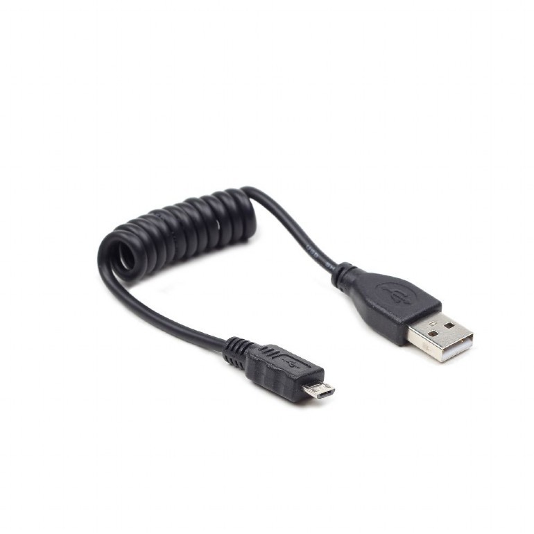 Cablu USB 2.0 Micro-USB Spiralat Gembird 0.6m Negru