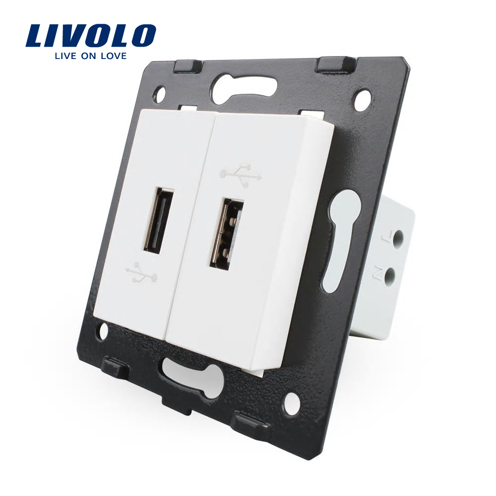 Priză Dublă USB Livolo, 2.1A, Metal