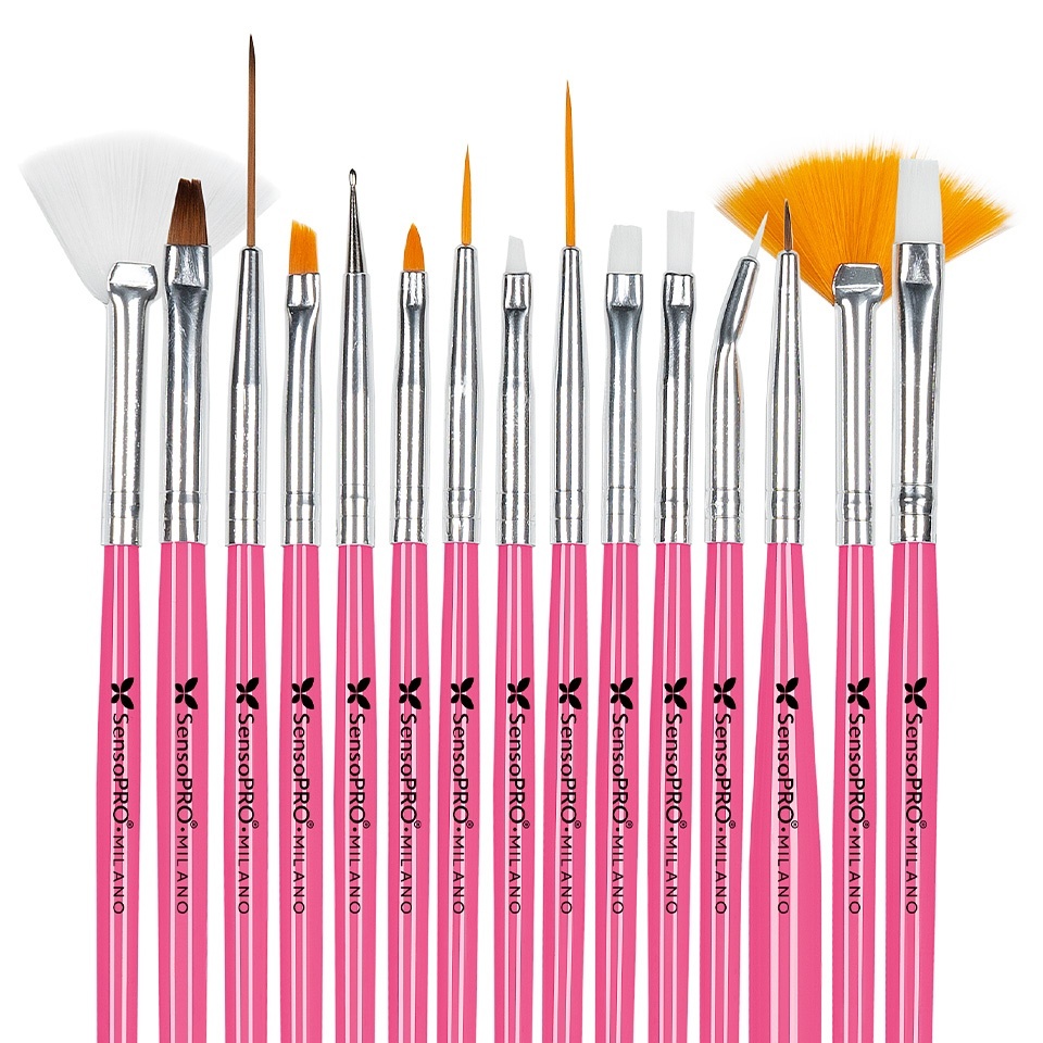 Set 15 Pensule Manichiura SensoPRO, Soft Pink - imagine 2