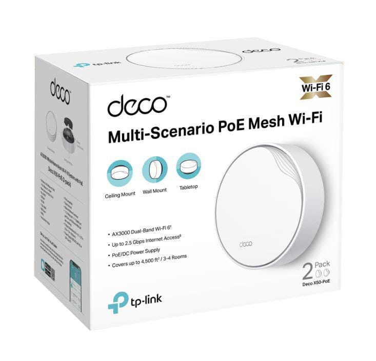Sistem Mesh Wi-Fi 6 TP-Link Deco X50-PoE AX3000, 2-pack - imagine 5