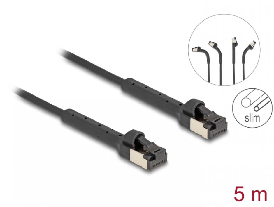 Cablu Delock RJ45 Slim Cat.6A U/FTP 5m Negru