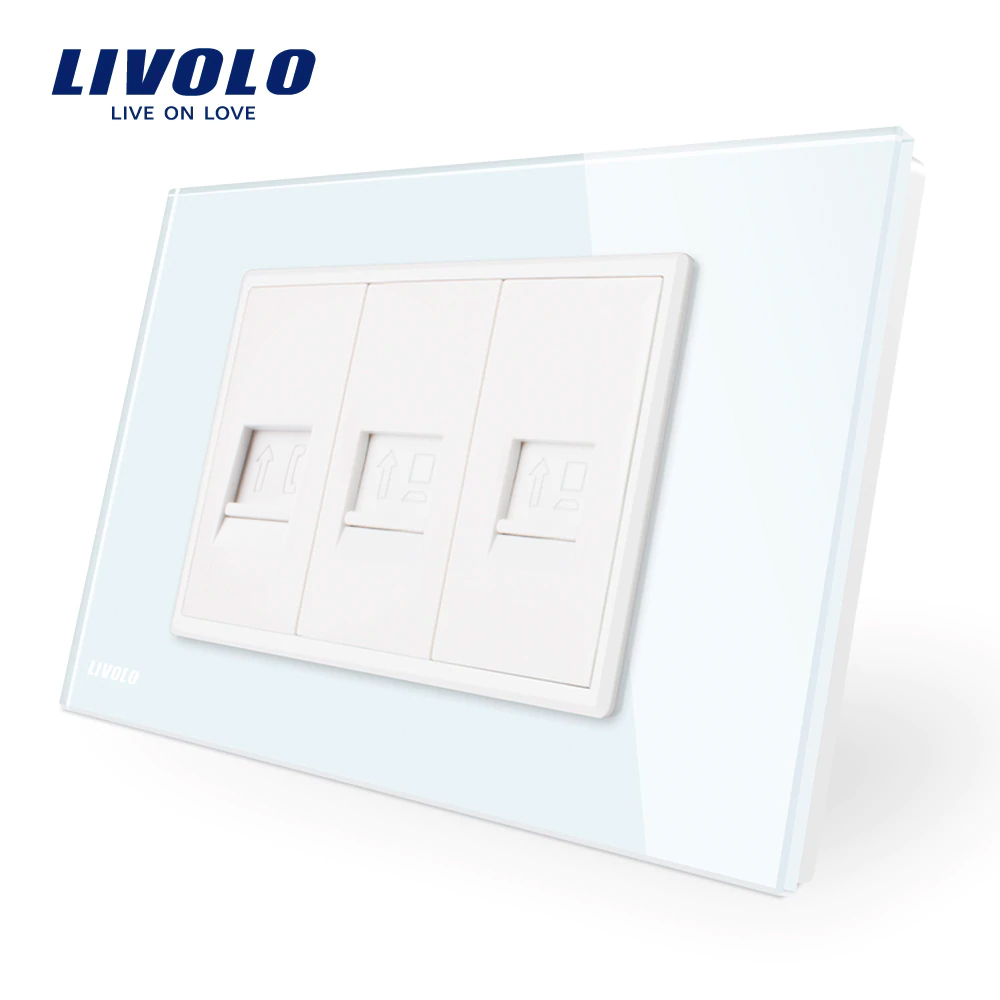 Priza Telefon+Dubla Internet Livolo cu Sticla