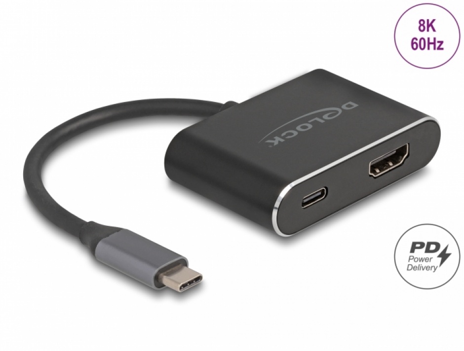 Adaptor Delock USB-C la HDMI 8K + PD 100W