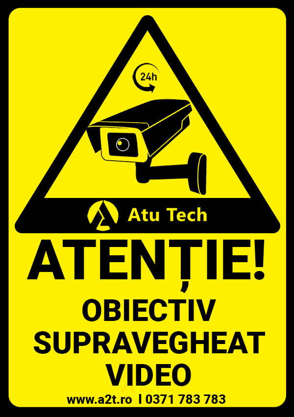 Sticker Supraveghere Atu Tech - Avertizare GDPR