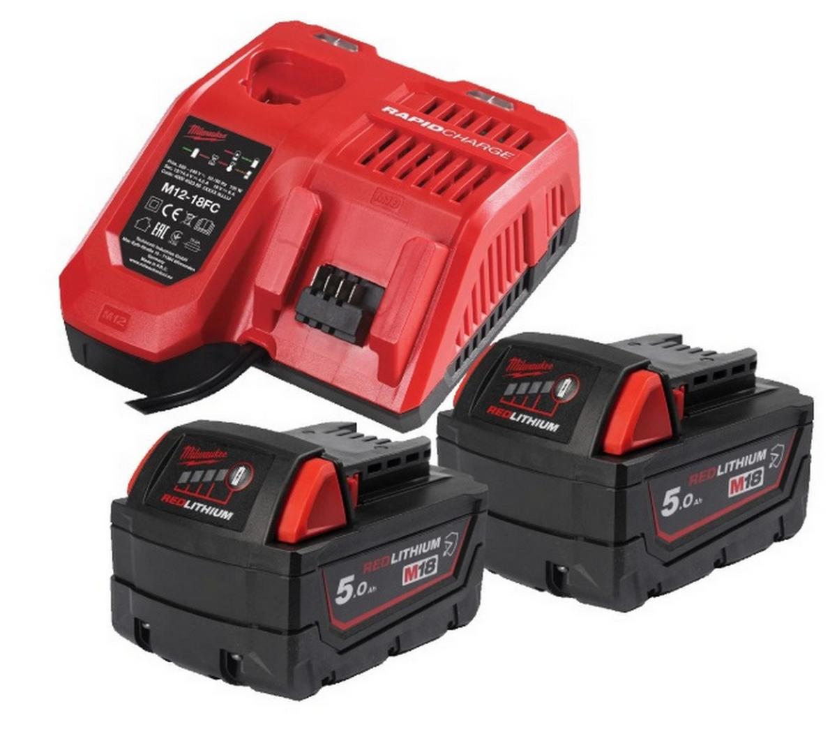 Milwaukee Set 2 Baterii 5.0Ah + Încărcator