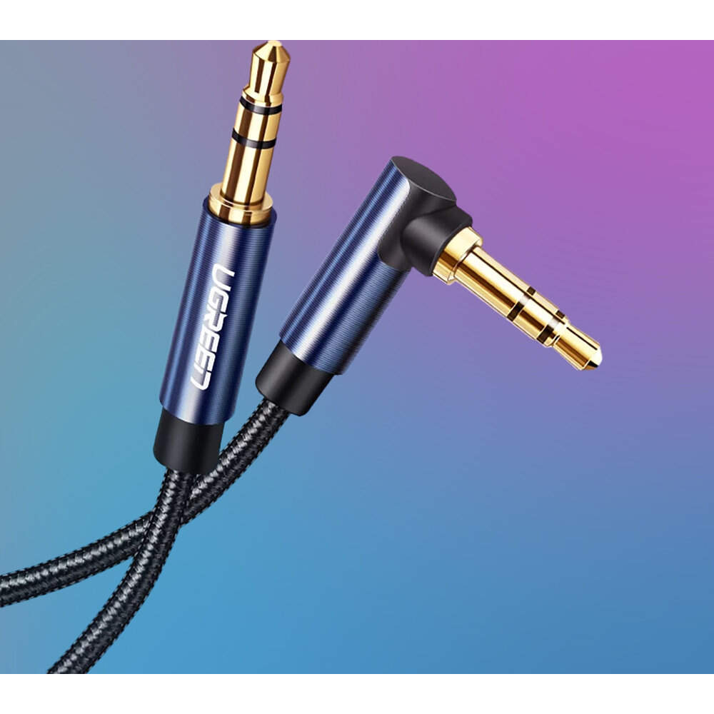Cablu Audio Jack 3.5mm Ugreen AV112 1m Unghi 90° Aurit - imagine 2