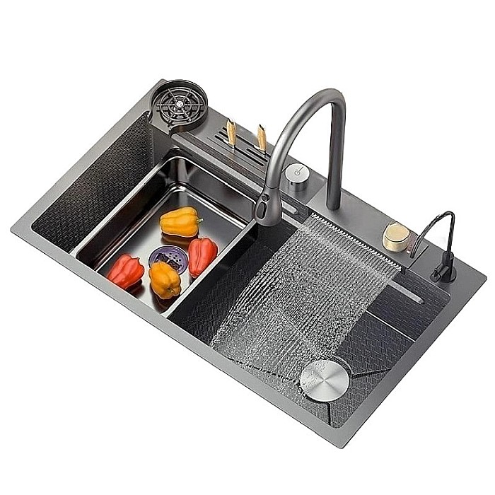Chiuveta iHunt Sink SC039: LED, Cascadă Apă, Tocator