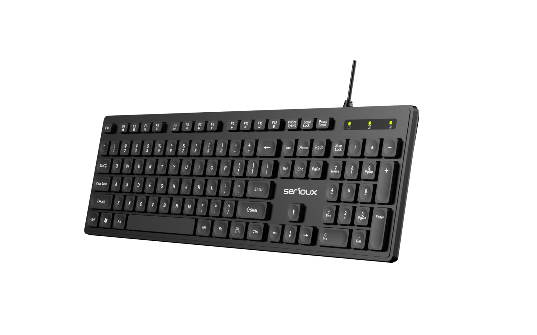 Tastatura Serioux USB cu Fir 104 Taste - Negru, US Layout - imagine 6
