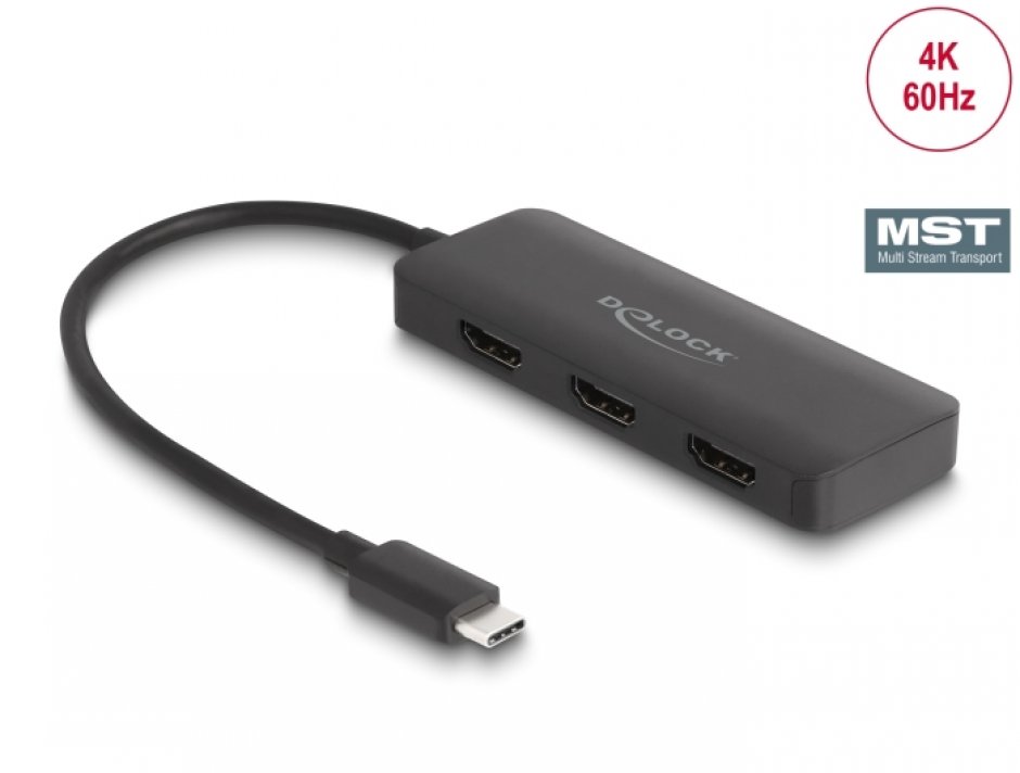 Multiplicator USB-C la 3x HDMI 4K Delock