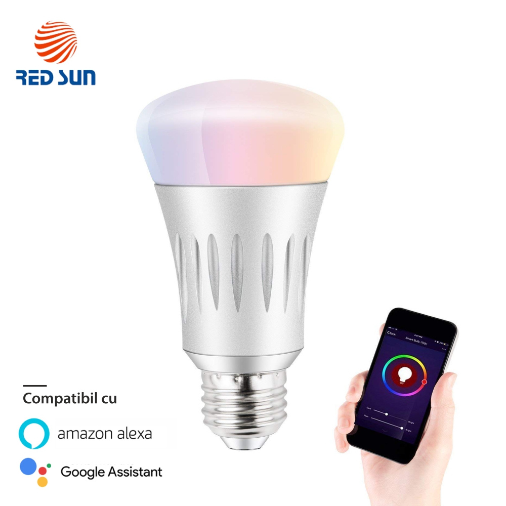 Bec LED RGB WiFi Red Sun, 7W, Control Aplicatie - imagine 6