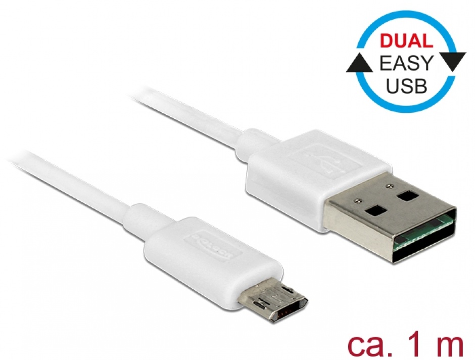 Cablu USB Easy Delock 1m Alb