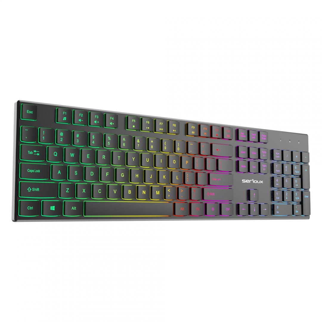 Tastatura Office USB cu Iluminare Serioux - 104 Taste Negru - imagine 4
