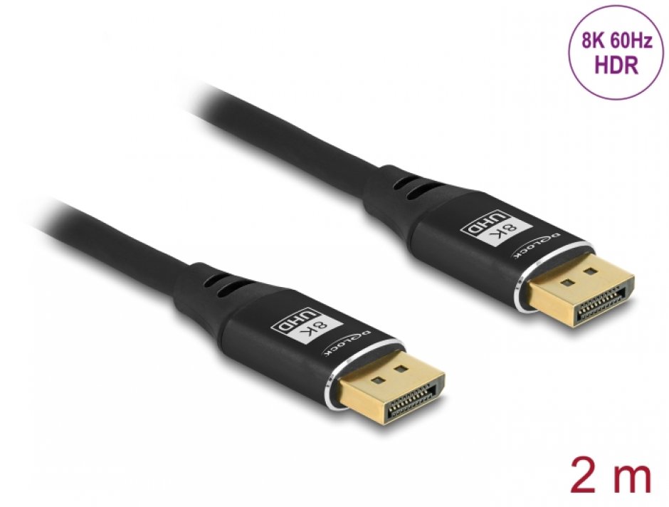 Cablu DisplayPort 8K60Hz 2m Delock Negru