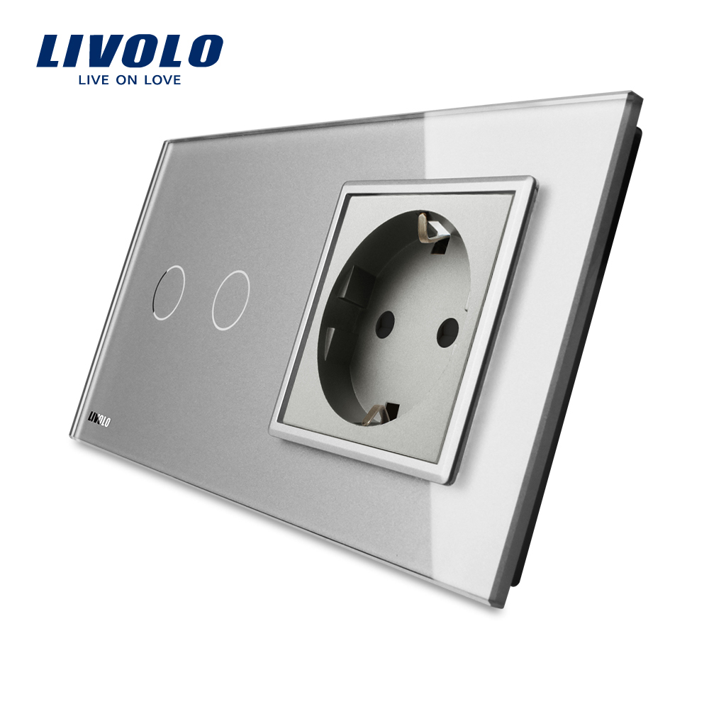 Intrerupator Dublu + Priza Livolo, Sticla Touch - imagine 19