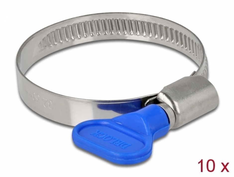 Set 10 Cleme Furtun Delock 32-50 mm Inox