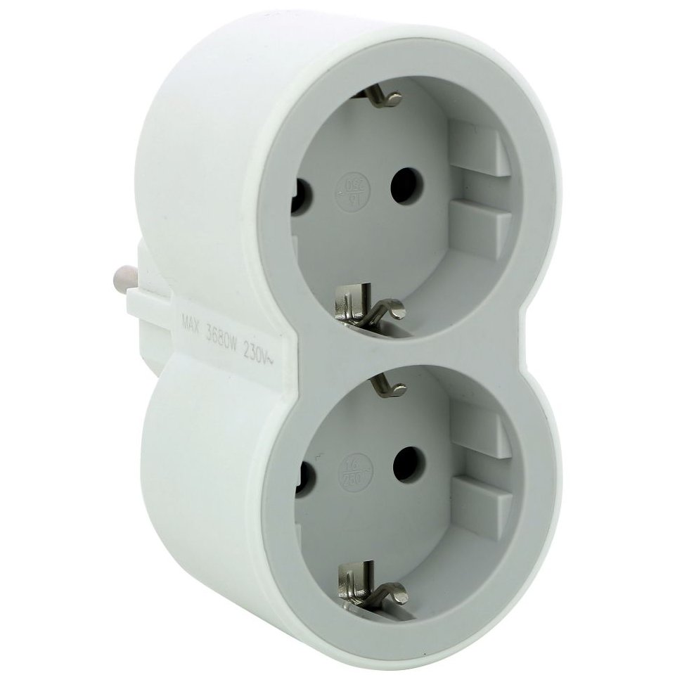 Adaptor 2 prize Legrand 694516, Alb/Gri
