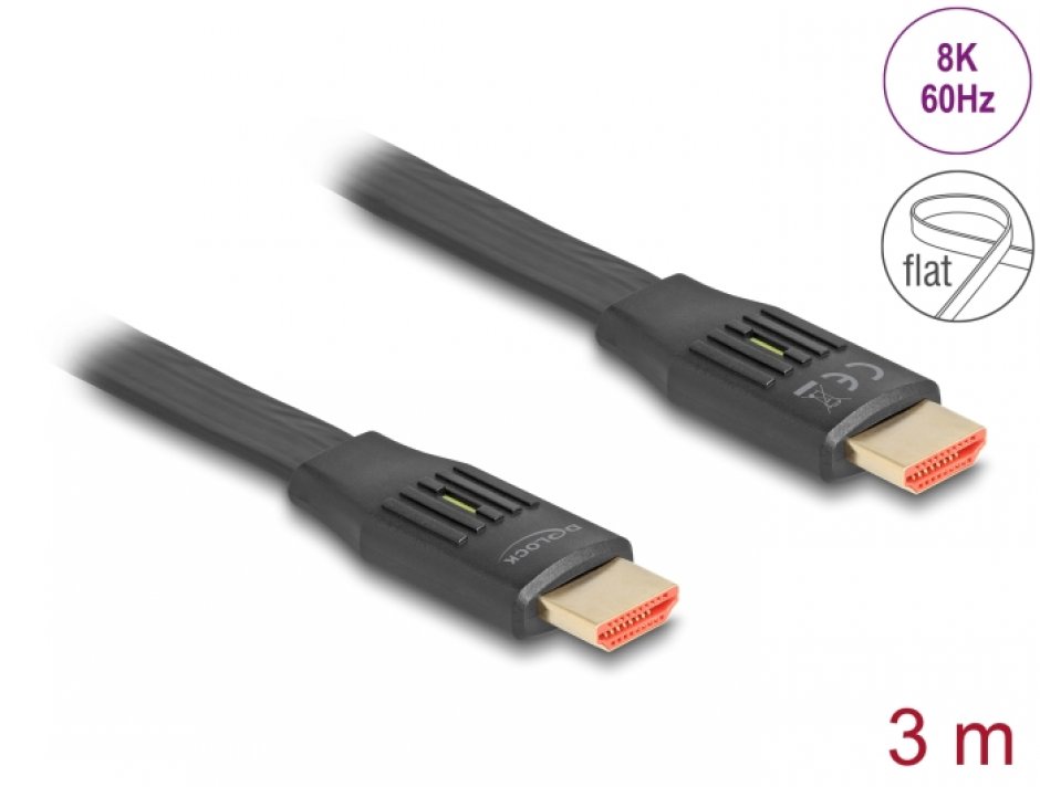 Cablu Flat HDMI 8K 3m Delock 48Gbps