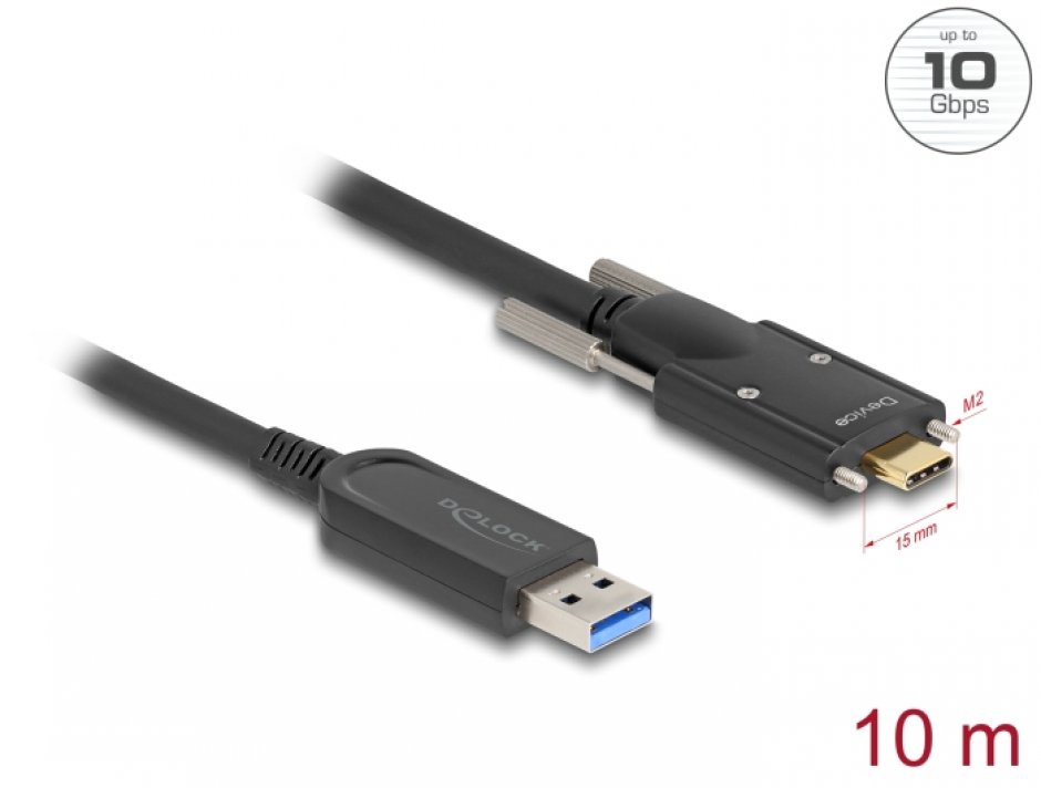 Cablu Optic USB 3.2 Delock 10m cu Suruburi