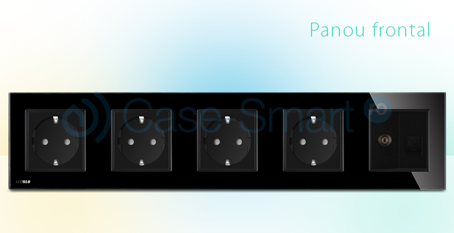 Priza Cvintupla TV Internet Livolo, Sticlă - imagine 5