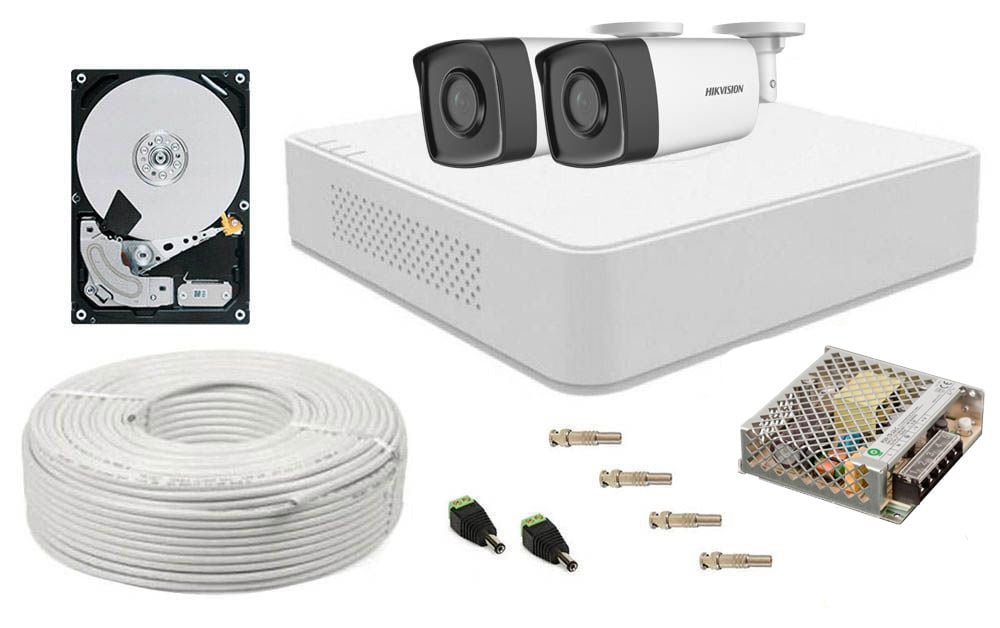 Kit Supraveghere Hikvision 2 Camere Full HD 40m