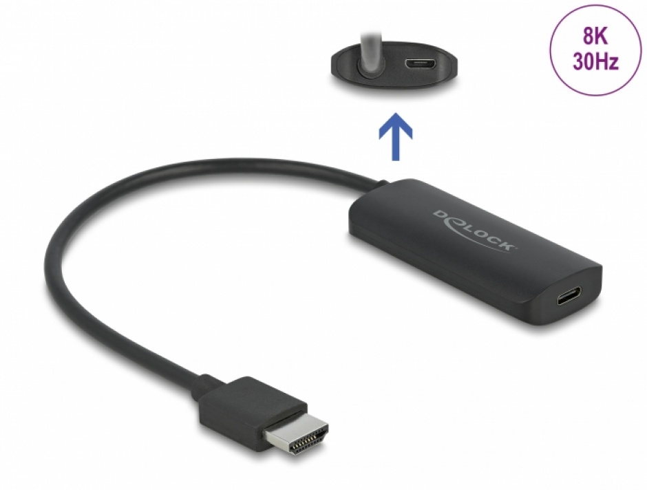 Adaptor Delock HDMI la USB-C 8K, Negru