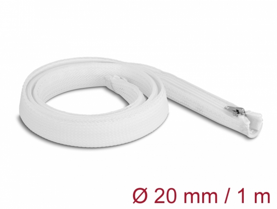 Plasa cabluri cu fermoar Delock 1m Alb