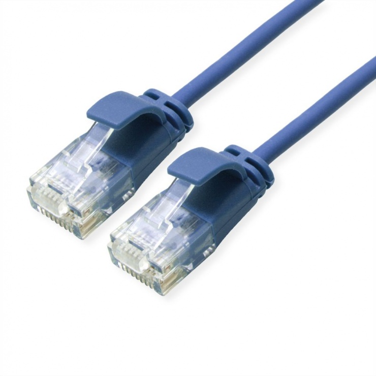 Cablu RJ45 Mycon Slim Cat.6A 15m Albastru