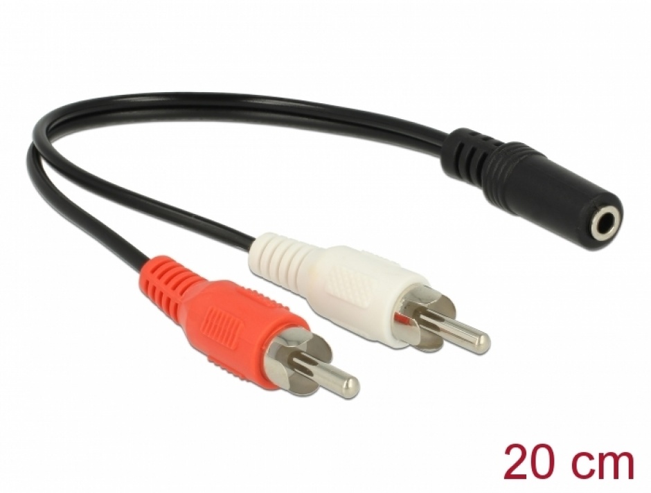 Adaptor 3.5mm la 2 RCA M-T, Delock, 20cm