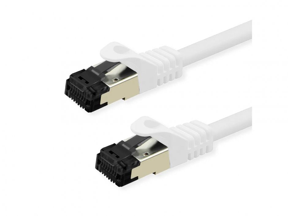 Cablu Rețea Value RJ45 Cat.8 S/FTP 2m Alb, până la 40 Gbit