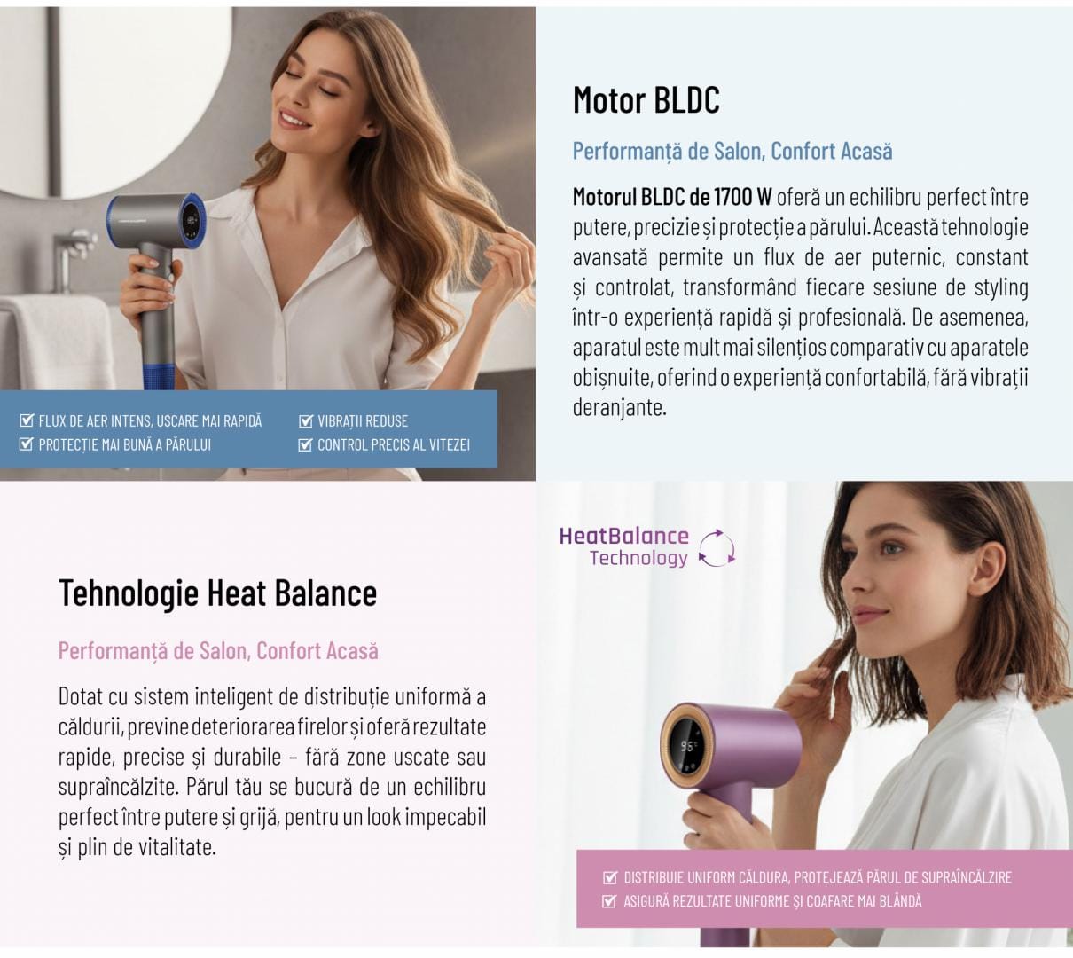 Uscător de Păr Heinner BLDC 1700W cu Ionizare și Display - imagine 7
