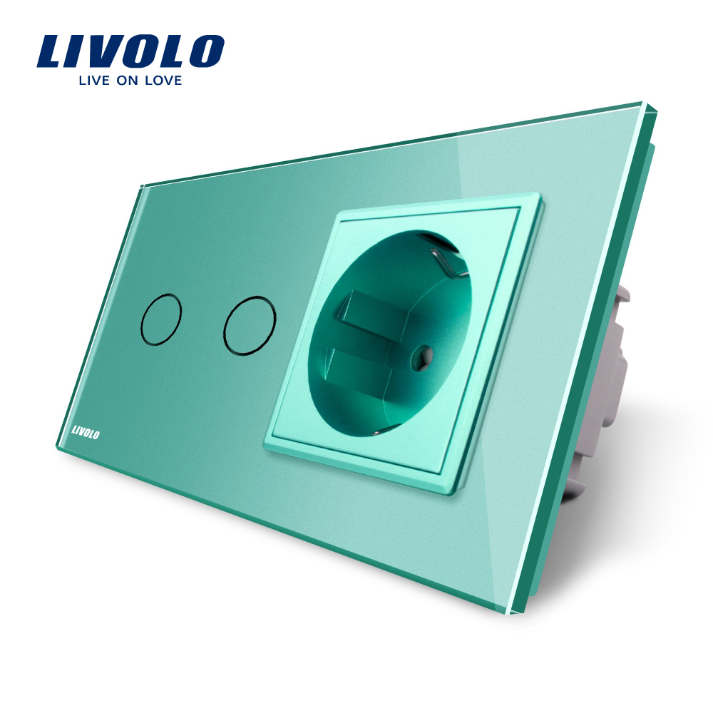 Intrerupator Dublu + Priza Livolo, Sticla Touch - imagine 9