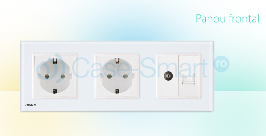 Priza Tripla Livolo Sticla: TV, Internet, 2xSchuko - imagine 2