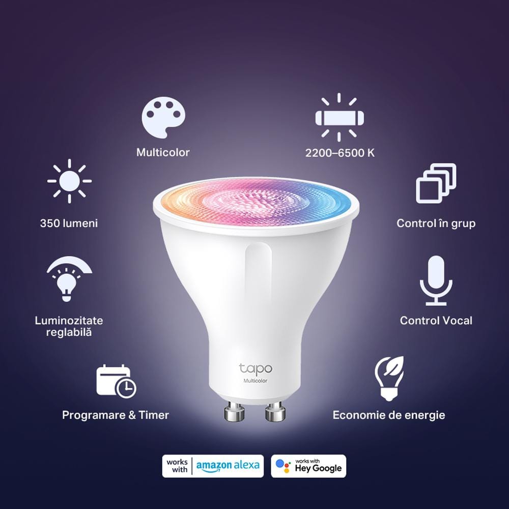 Bec Inteligent TP-Link Tapo L630 RGB GU10, 350lm - imagine 7