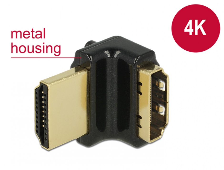 Adaptor HDMI 90° Sus 4K Metalic, Delock