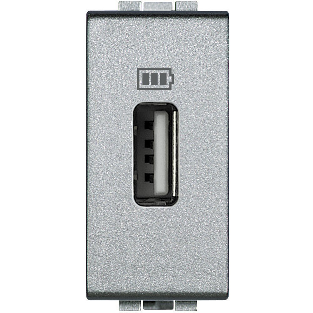 Priza USB Bticino Living Light, Argintiu, 1 Modul