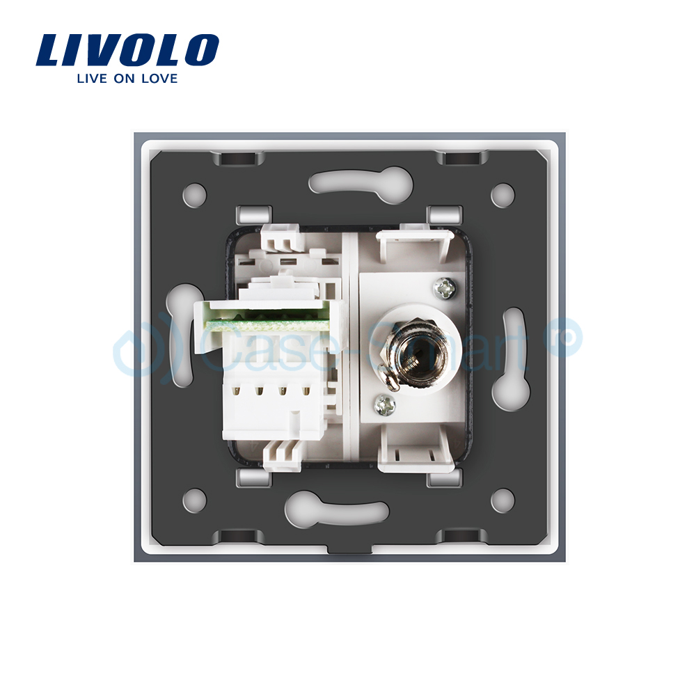 Priza TV+Telefon Livolo Rama Sticla - imagine 4
