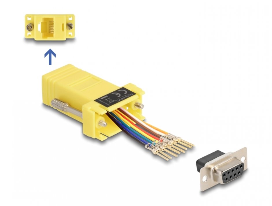 Adaptor Delock D-Sub 9 la RJ45 M-M Galben