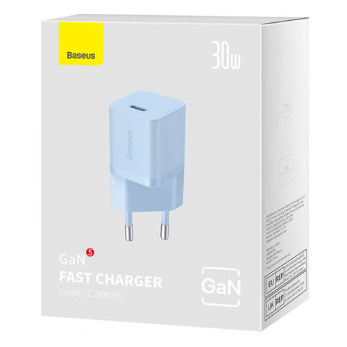 Incarcator Retea Baseus Mini GaN5 30W USB-C - Albastru - imagine 6