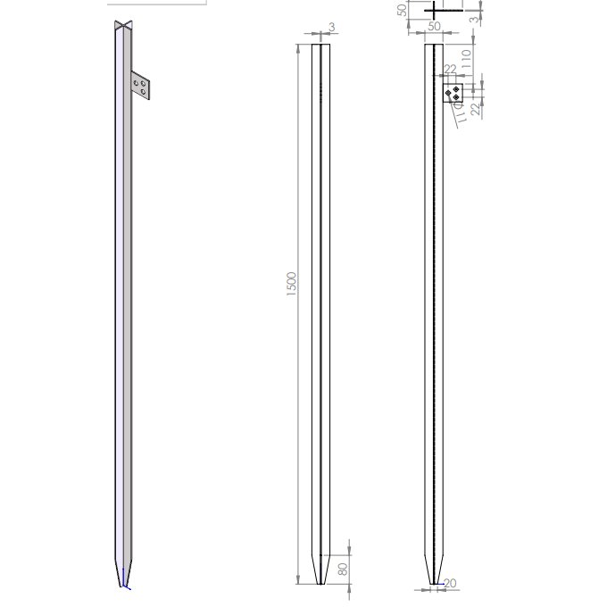 Electrod împământare LDT RB00001 turnat 1.5 m, oțel S235JR
