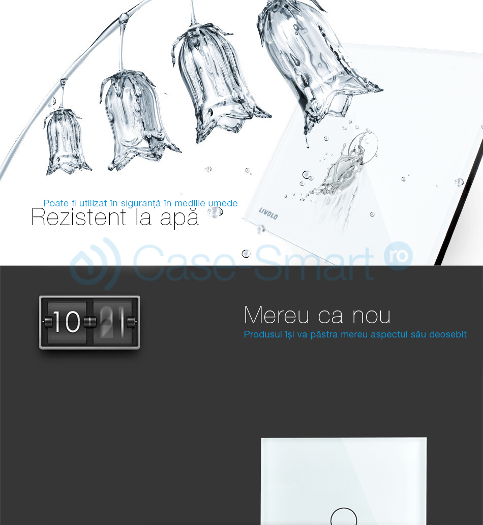 Panou Livolo Touch Sticla 1 Simplu + 2 Duble - imagine 3