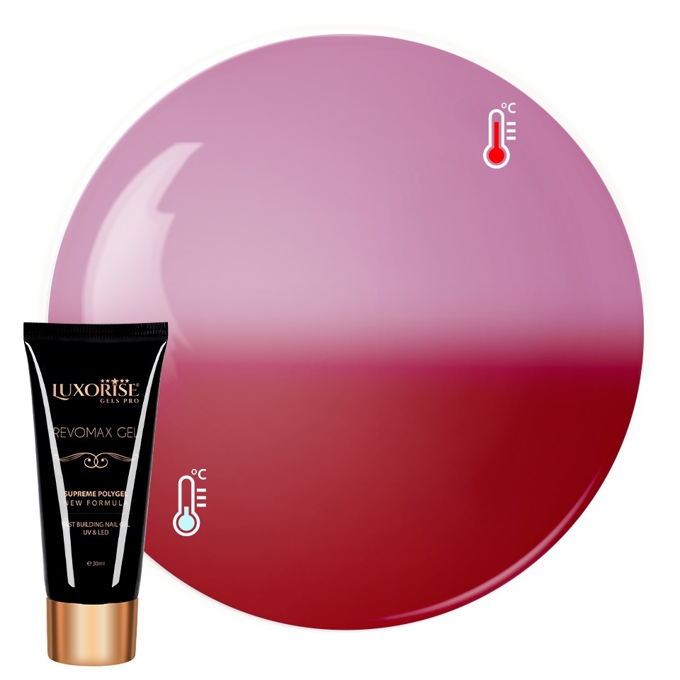 Polygel Thermo Ruby Flaming Luxorise, 30ml - imagine 2
