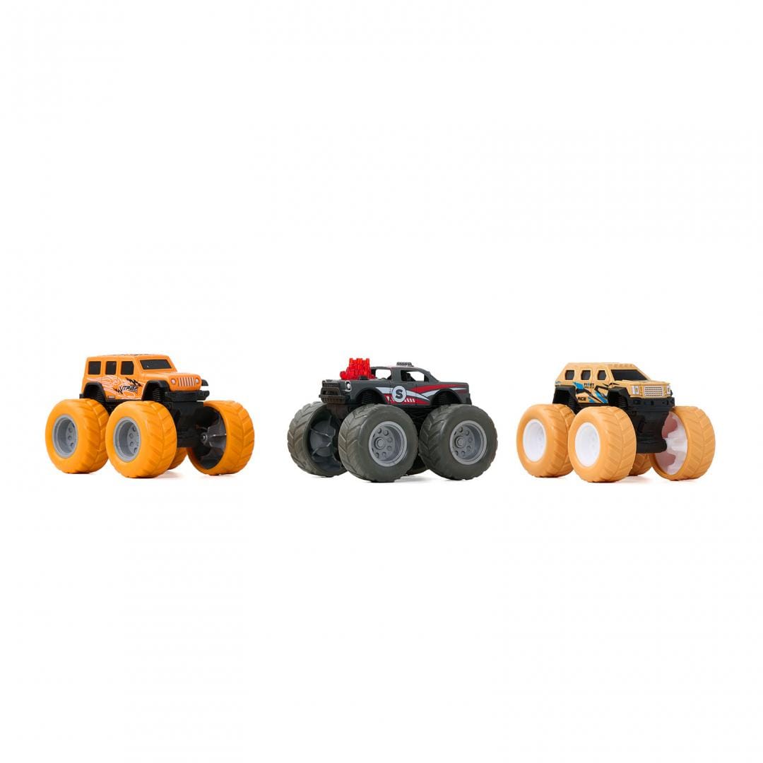 Set 3 Masini Off-Road 360° Momki - Roti Cauciuc, Motor Inertie - imagine 4